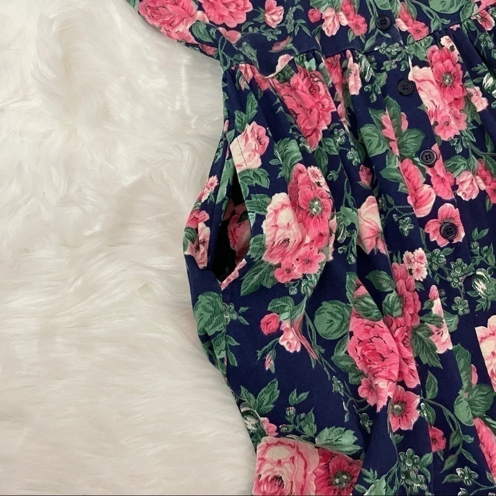 Vintage Prairie Dress 100% Cotton Floral Print Coastal Grandma Size Small - Picture 9 of 9